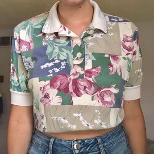 vintage floral button up collar shirt